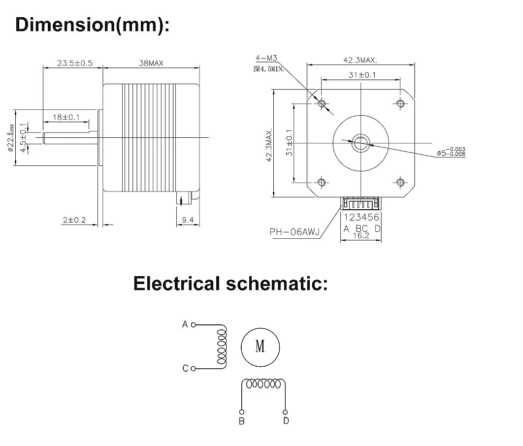 17HS4401 Step Motor Görseli
